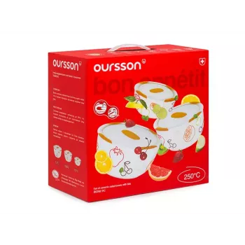Dublių rinkinys OURSSON BS2981RC/OR 1,7 L apvalūs keraminiai oranžiniai balti 3 vnt.