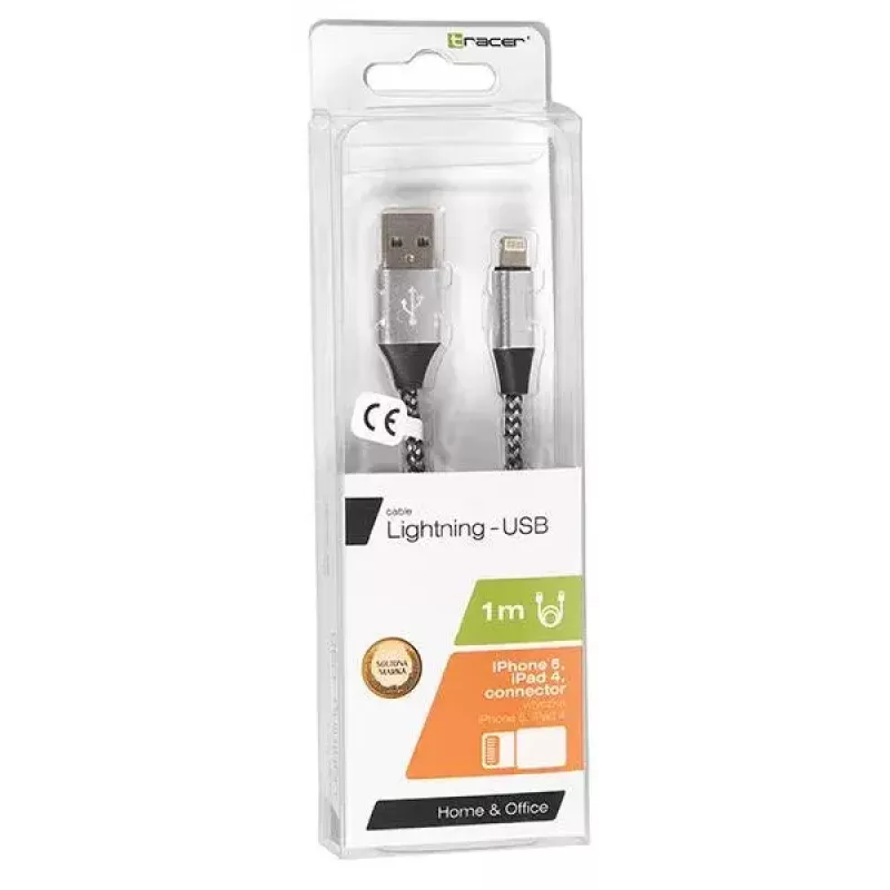 Tracer TRAKBK46268 USB 2.0 laidas su Lightning jungtimi, 1 m, juodas/sidabrinis