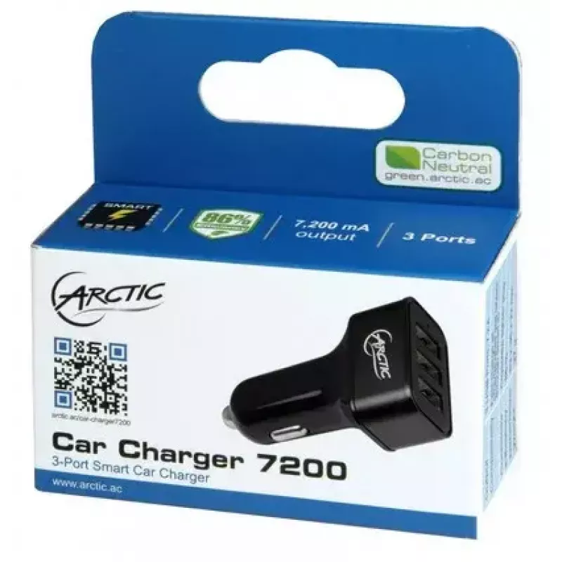 ARCTIC Car Charger 7200 - 3 prievadų automobilinis USB įkroviklis