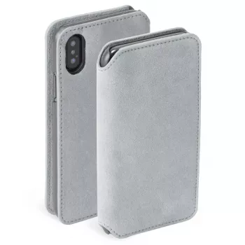 Krusell Broby 4 Card SlimWallet dėklas su atvartu iPhone X/XS pilka spalva