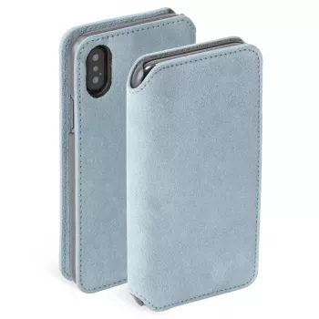 Krusell Broby 4 Card SlimWallet dėklas su atvartu iPhone X/XS, mėlynas