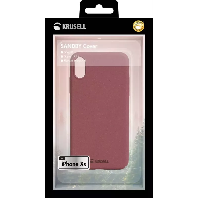 Krusell Sandby dėklas su pinigine iPhone X/XS bordo spalvos