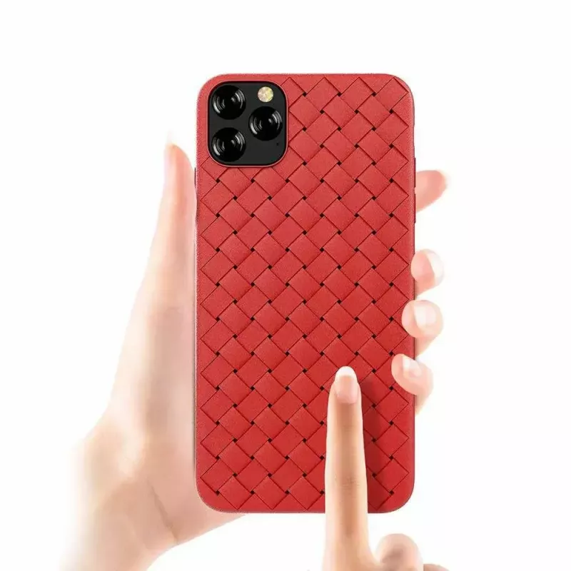 Minkštas dėklas Devia iPhone 11 Pro — austas raštas, raudonas