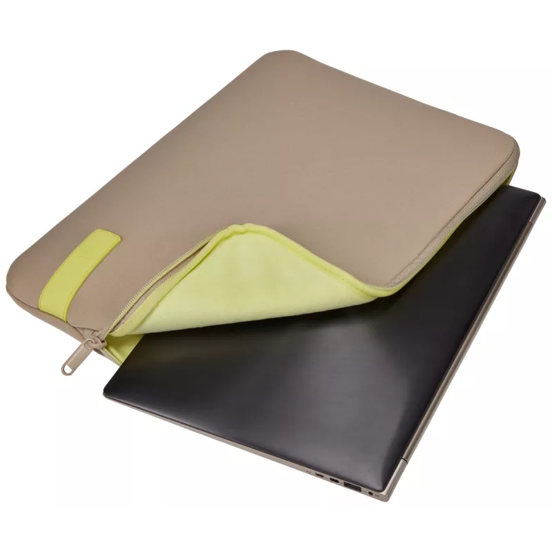 Case Logic Reflect REFPC-114 nešiojamojo kompiuterio dėklas 35,6 cm (14 colių), atminties putos, poliesteris, Plaza Taupe/Sun-Lime