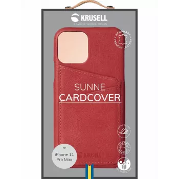 Apsauginis dėklas Krusell Sunne CardCover Apple iPhone 11 Pro Max, vintage raudona