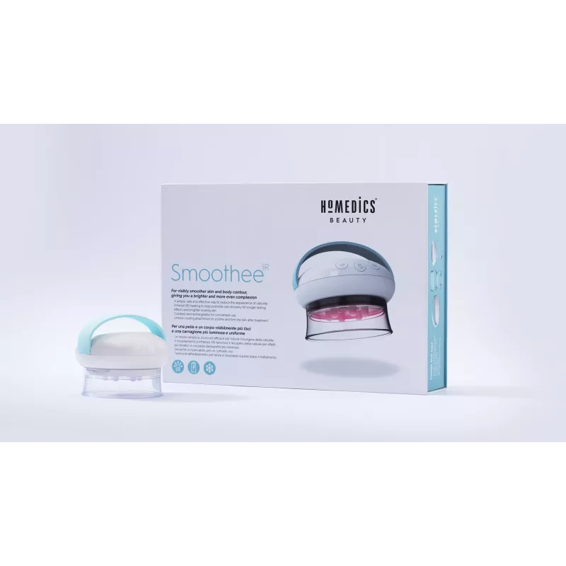 HoMedics Smoothee IR kojų masažuoklis su vakuumu ir infraraudonaisiais spinduliais, 4 galvutės, baltas, maitinamas baterijomis