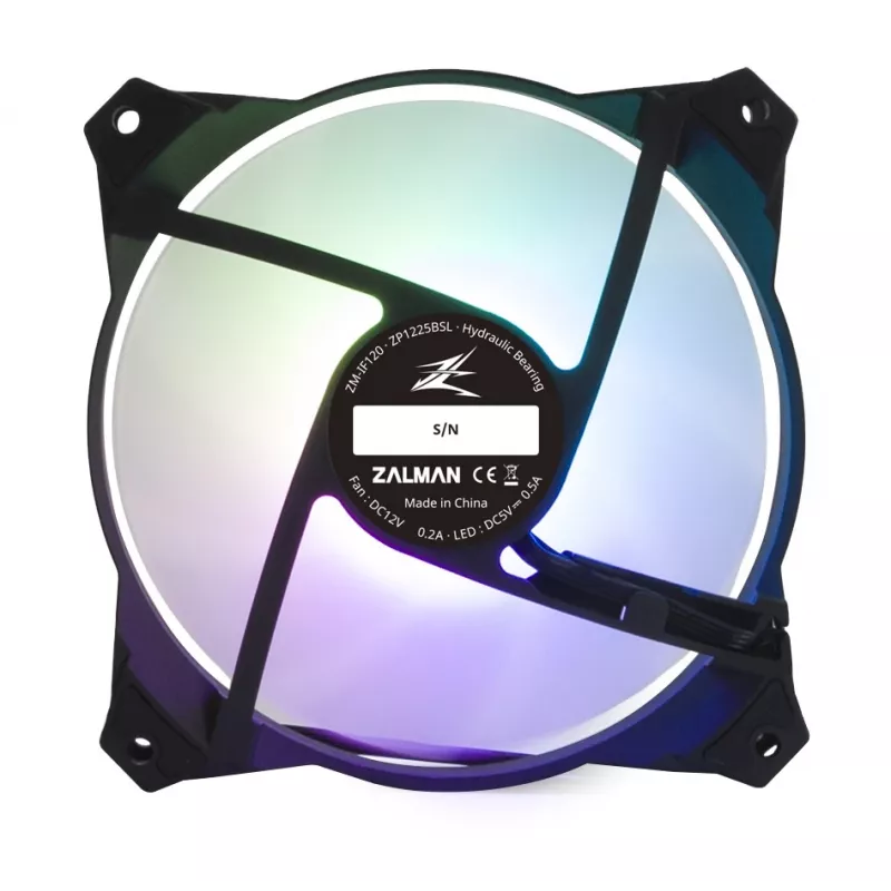 Zalman ZM-IF120 120 mm pieno baltumo aRGB ventiliatorius su begalybės efektu 1 200 RPM 21,0 dB(A) 55,2 CFM kompiuterio korpusui 12 cm