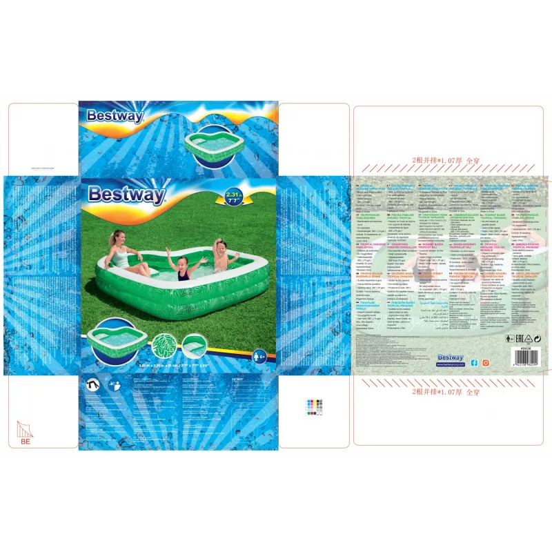 Pripučiamas baseinas Bestway Tropical Paradise Family Pool 2,31 m x 2,31 m x 51 cm