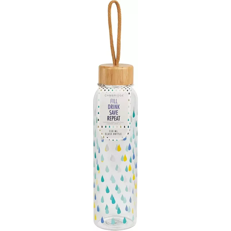 Stiklinis butelis Cambridge CM06991 550 ml su bambuko dangteliu