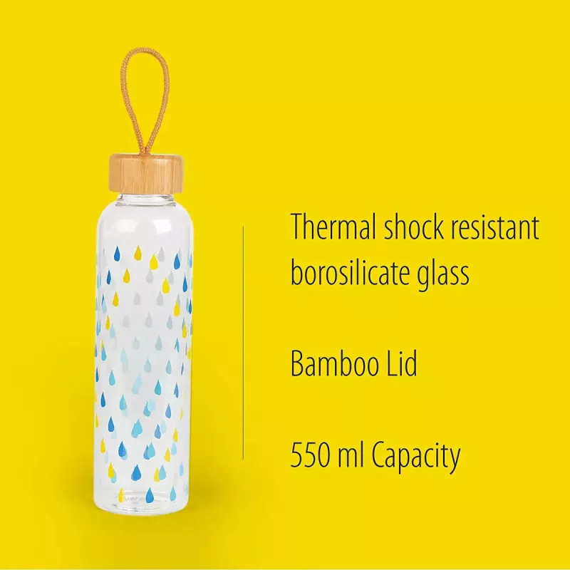Stiklinis butelis Cambridge CM06991 550 ml su bambuko dangteliu
