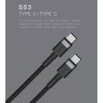 USB-C į USB-C laidas Orsen S53, 1 m, 3 A, raudonas
