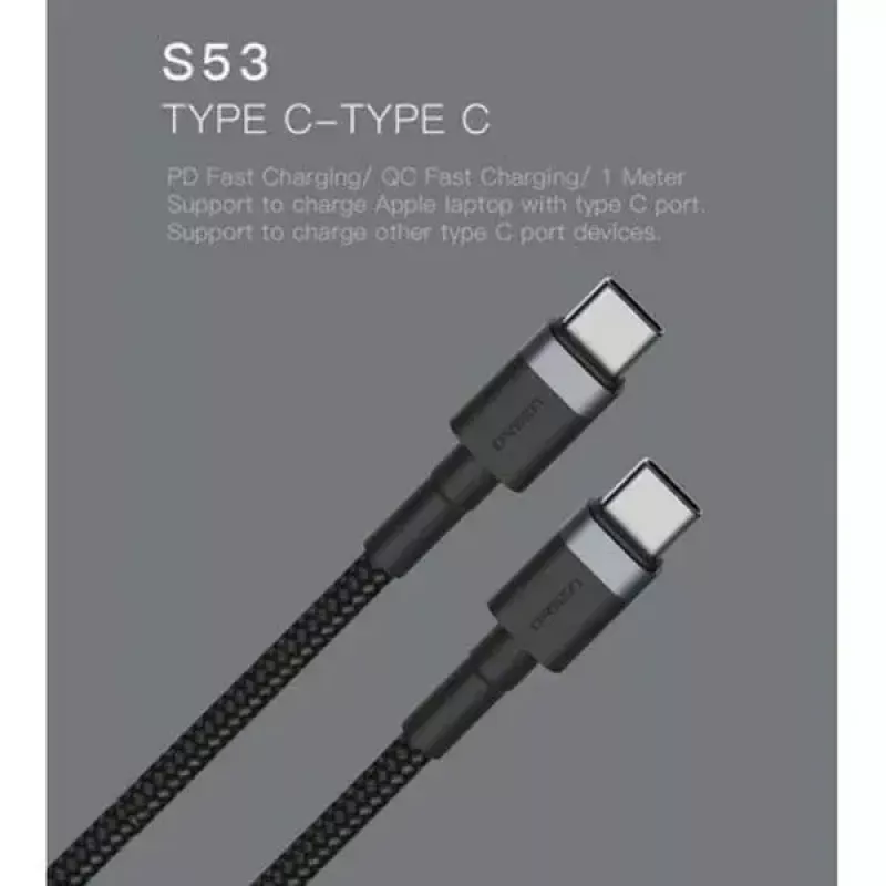 USB-C į USB-C laidas Orsen S53, 1 m, 3 A, raudonas