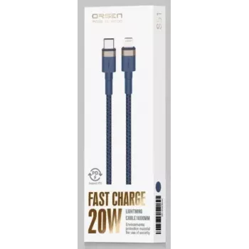 USB Type-C į Lightning laidas Orsen S51, 3A, 1 m, mėlynas