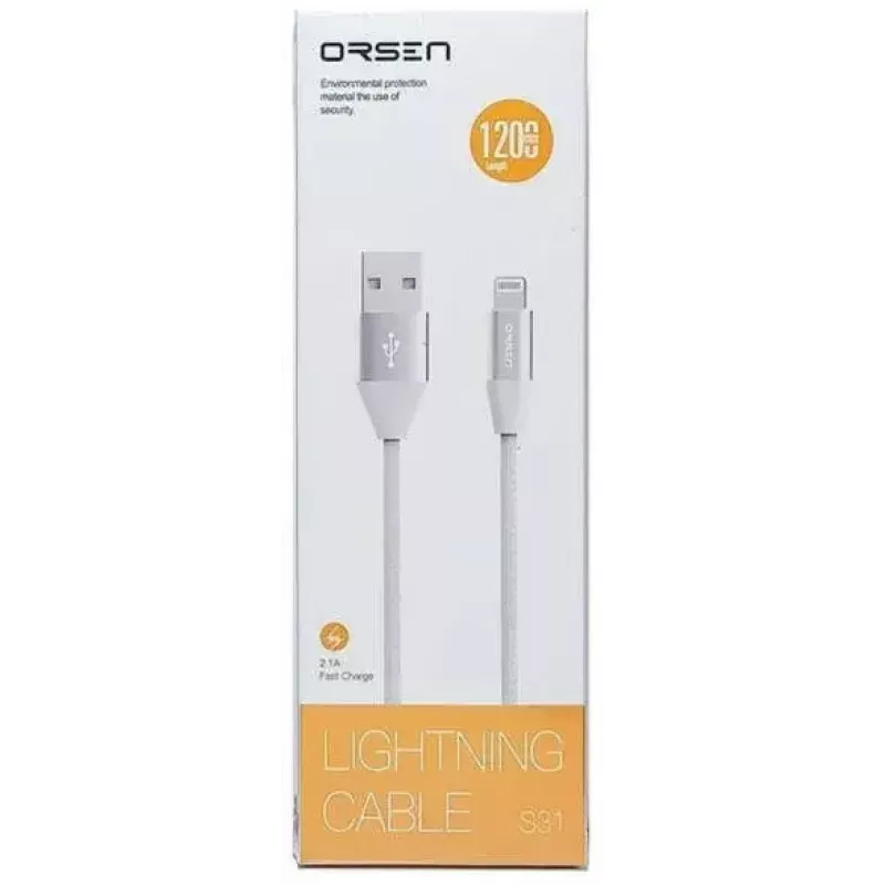 Mikro USB duomenų kabelis Orsen S32 2.1A 1,2 m pilkas