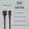 USB A į USB-C laidas Orsen S9C 1 m, 2,1 A, juodas
