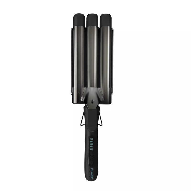 Revamp Progloss Deep Beach Waver tekstūravimo lygintuvas Warm Black 3 m