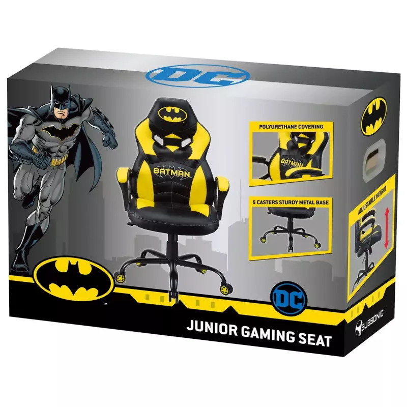 Žaidimų kėdė Subsonic Batman Junior apmušta minkšta sėdynė Juoda Geltona