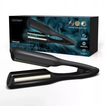 Revamp Progloss 2-in-1 Beach & Volume Waver bangų ir tūrio garbanojimo žnyplės Warm Black 3 m