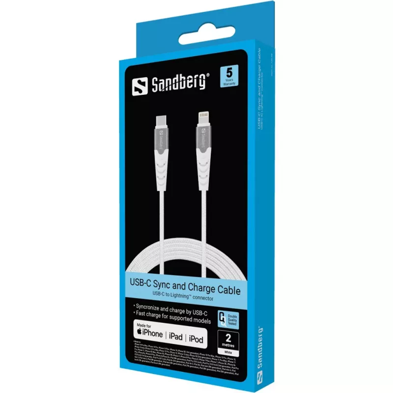 Sandberg USB-C PD į Lightning MFI 2M PRO laidas 2m Lightning USB C