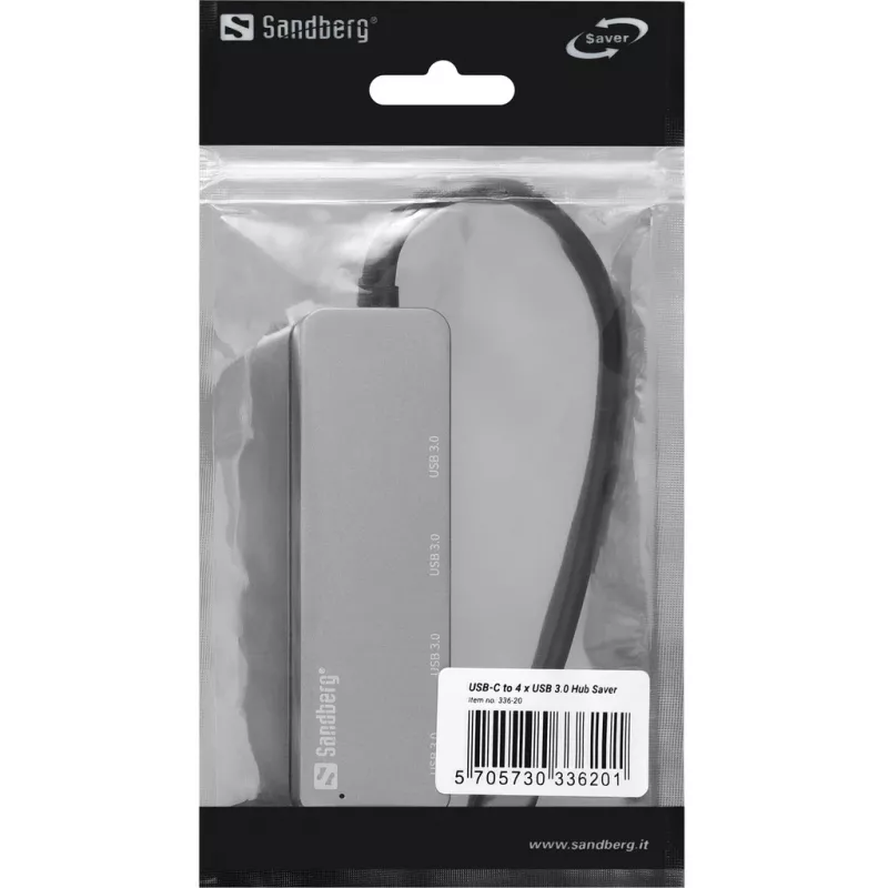 USB šakotuvas Sandberg USB-C į 4x USB 3.0 Hub SAVER