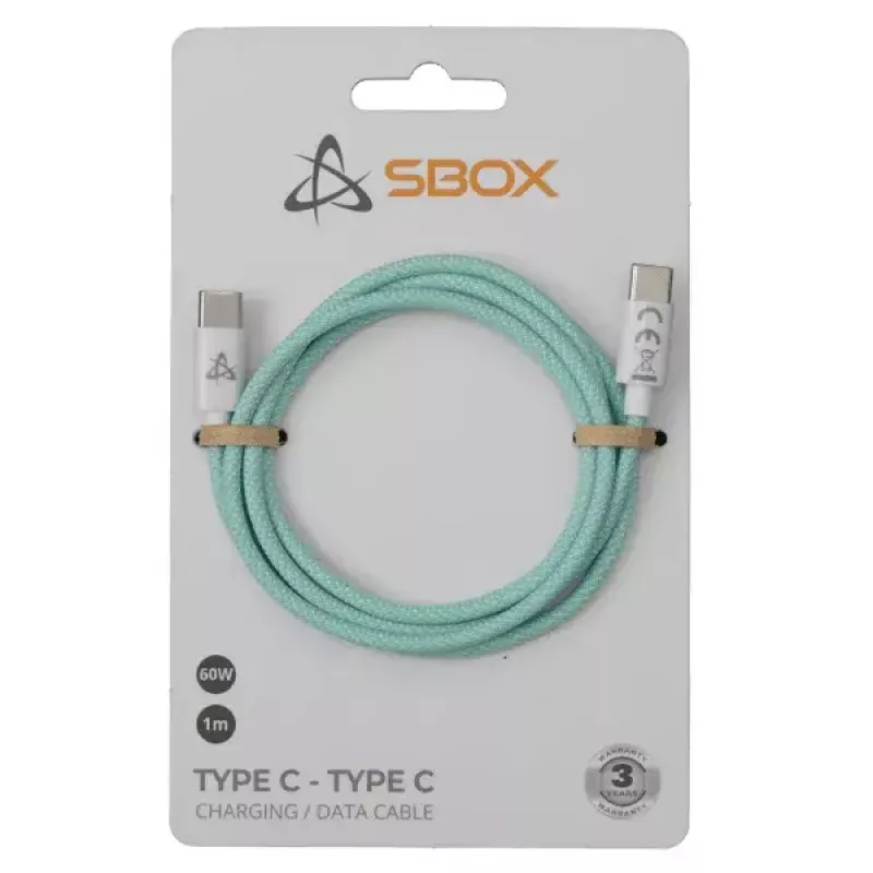 SBOX USB-C laidas USB Type-C -> USB Type-C M/M 1 m Žalia 60 W