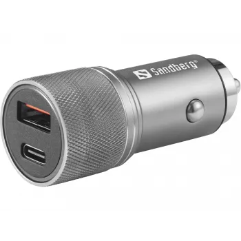 Sandberg automobilinis įkroviklis 1xQC3.0+1xUSB-C 48W, metalinis