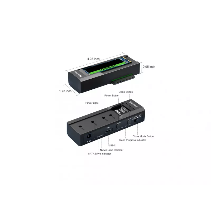 Sandberg USB 3.2 Klonavimo stotelė ir dokas M2, NVMe ir SATA diskams