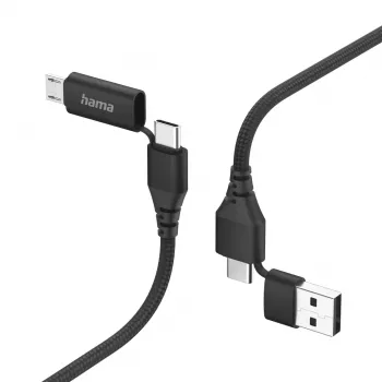 Hama 00201537 USB kabelis USB 2.0 1,5 m USB A/USB C USB C/Micro-USB B juodas