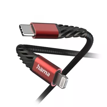 Hama Extreme Lightning į USB-C laidas 1,5 m 3A juodas/raudonas