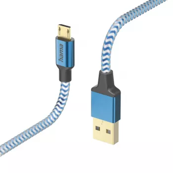 Hama Reflective USB 2.0 laidas USB A – Micro-USB B 1,5 m mėlynas