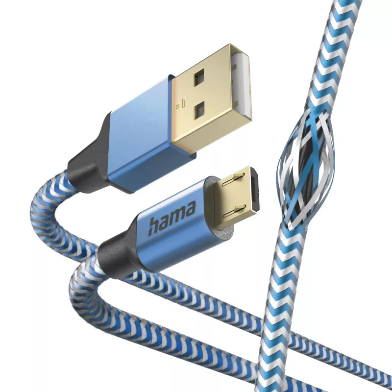 Hama Reflective USB 2.0 laidas USB A – Micro-USB B 1,5 m mėlynas