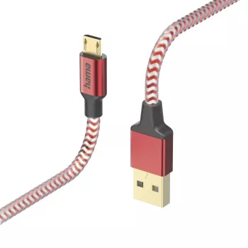 Hama Refleksinis USB kabelis USB 2.0 1,5 m USB A Micro-USB B Raudonas