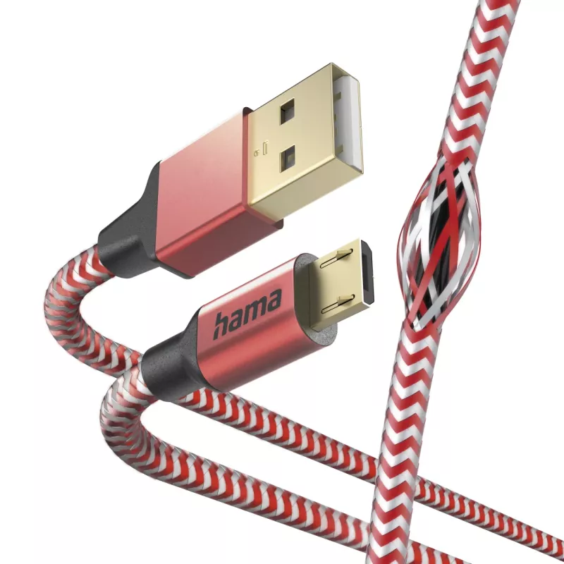 Hama Refleksinis USB kabelis USB 2.0 1,5 m USB A Micro-USB B Raudonas