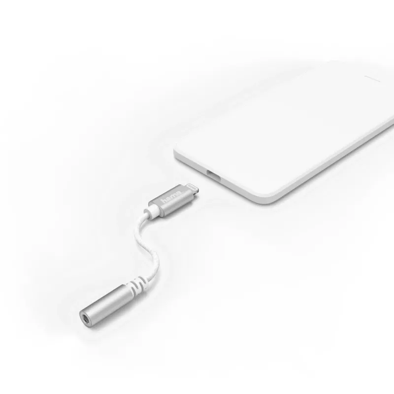 Hama 00187210 garso adapteris iš Lightning į 3,5 mm, baltos spalvos