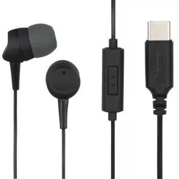 Hama 00184192 laidinės ausinės ausinės su mikrofonu Vidiniai Skambučiai/Muzika USB Type-C Juoda, Tamsiai Pilka