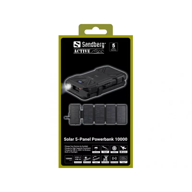 Nešiojamas Power Bank Sandberg Solar 5-Panel 10000 mAh