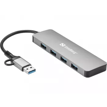 Sandberg USB-C/A į 4xUSB 3.0 šakotuvas aliuminis 5000 Mbit/s
