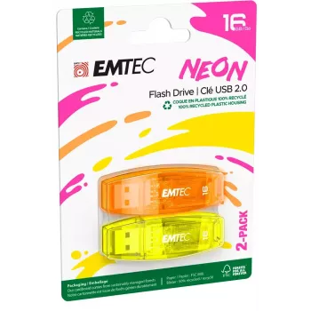 USB atmintukas Emtec C410 Neon 16GB Type-A 2.0 oranžinis geltonas