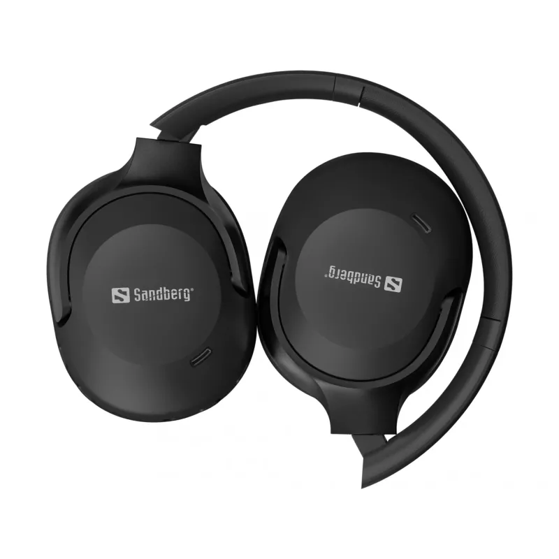 Sandberg Wireless Travel Headset ANC+ENC, belaidės ausinės, skambučiai/muzika, 228 g, juodos