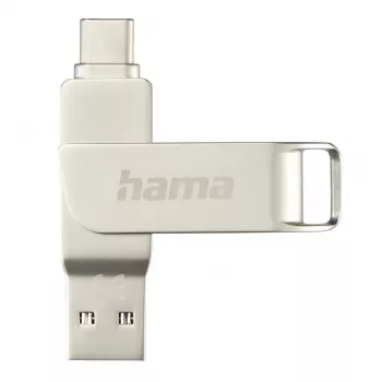 Hama C-Rotate Pro USB atmintukas 128 GB USB Type-A / USB Type-C 3.2 Gen 1 (3.1 Gen 1) Sidabrinis