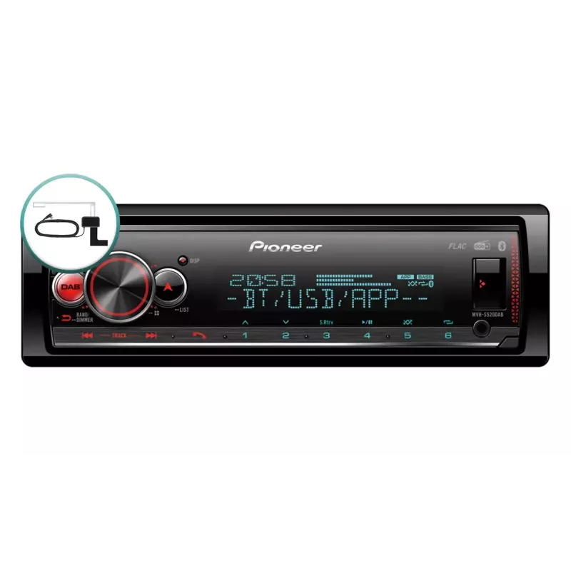 Automobilinis medijos imtuvas Pioneer MVH-S520DABAN 200W Bluetooth juodas