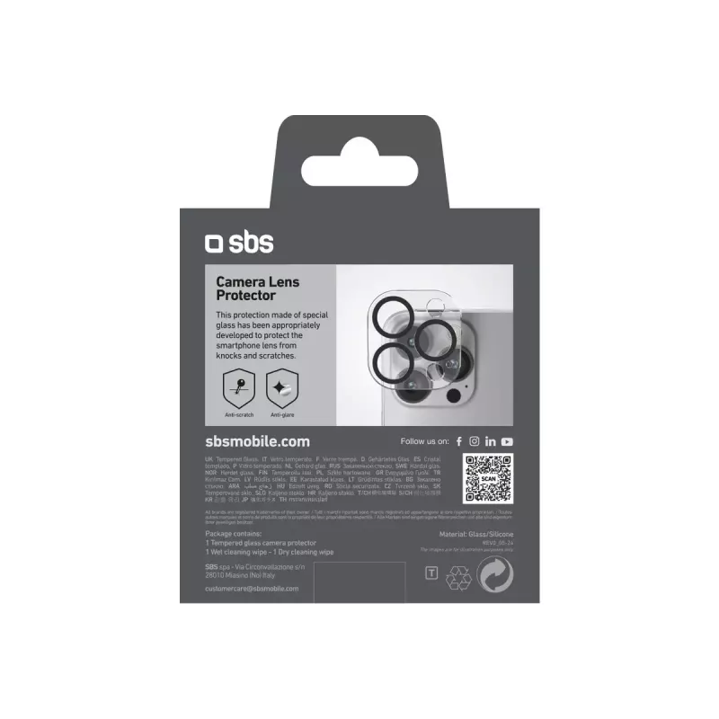 Ekrano ir fotoaparato lęšių apsauga SBS TECAMGLIP16PK, skirta iPhone 16 Pro/Pro Max, atspari įbrėžimams, permatoma