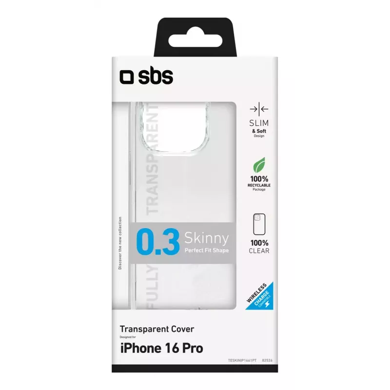 Mobiliojo telefono dėklas SBS TESKINIP1661PT, iPhone 16 Pro, 16 cm, permatomas