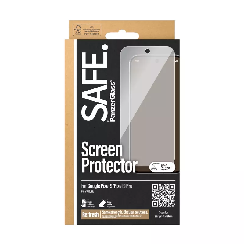 Apsauginis stiklas PanzerGlass SAFE. Google Pixel 9 | 9 Pro Ultra-Wide Fit