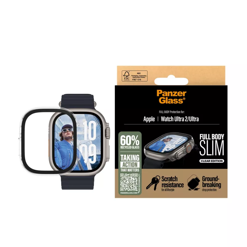 PanzerGlass ® Dėklas Visas Kūnas Lieknas Skaidrus Apple Watch Ultra 3 | Ultra 2 | Ultra | 49mm
