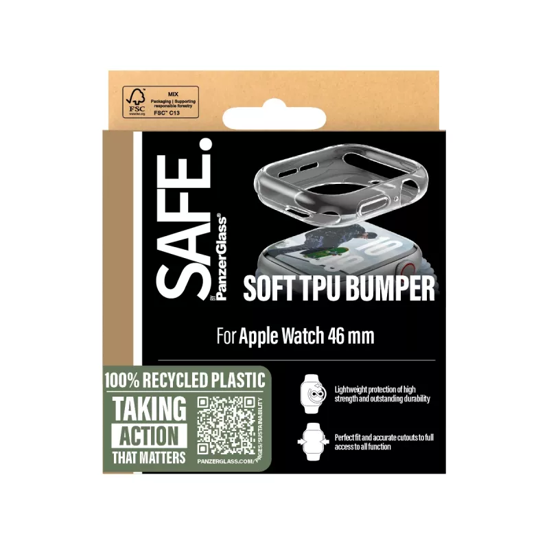 PanzerGlass SAFE. TPU Bumper Skaidrus Apple Watch Series 11 | 10 | 46mm