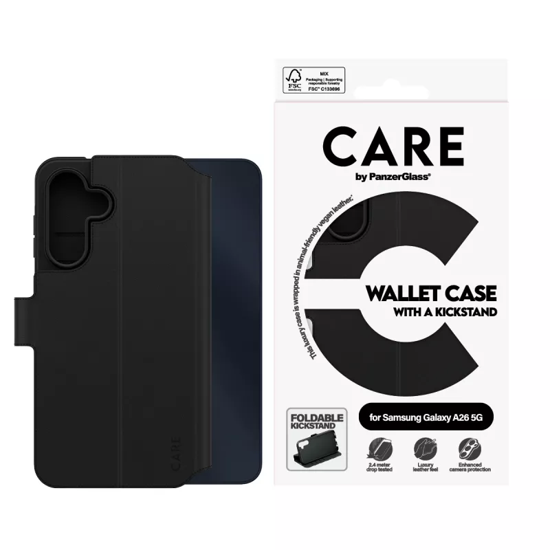 Dėklas Piniginė PanzerGlass Samsung Galaxy A26 5G Juoda su Atrama
