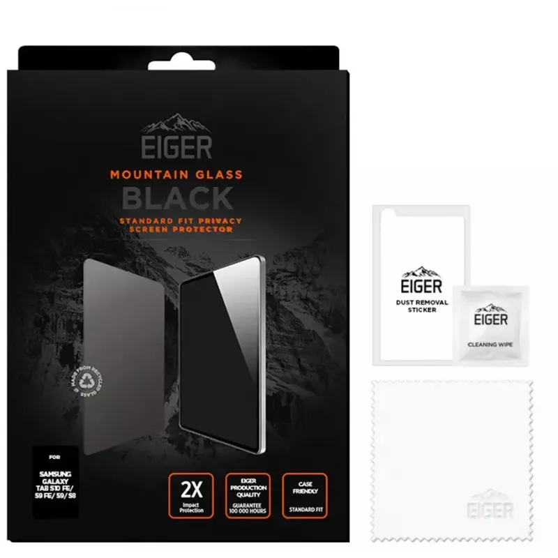 Eiger Mountain Black privatumo plėvelė Samsung Galaxy Tab S10 FE / S9 FE planšetiniams kompiuteriams