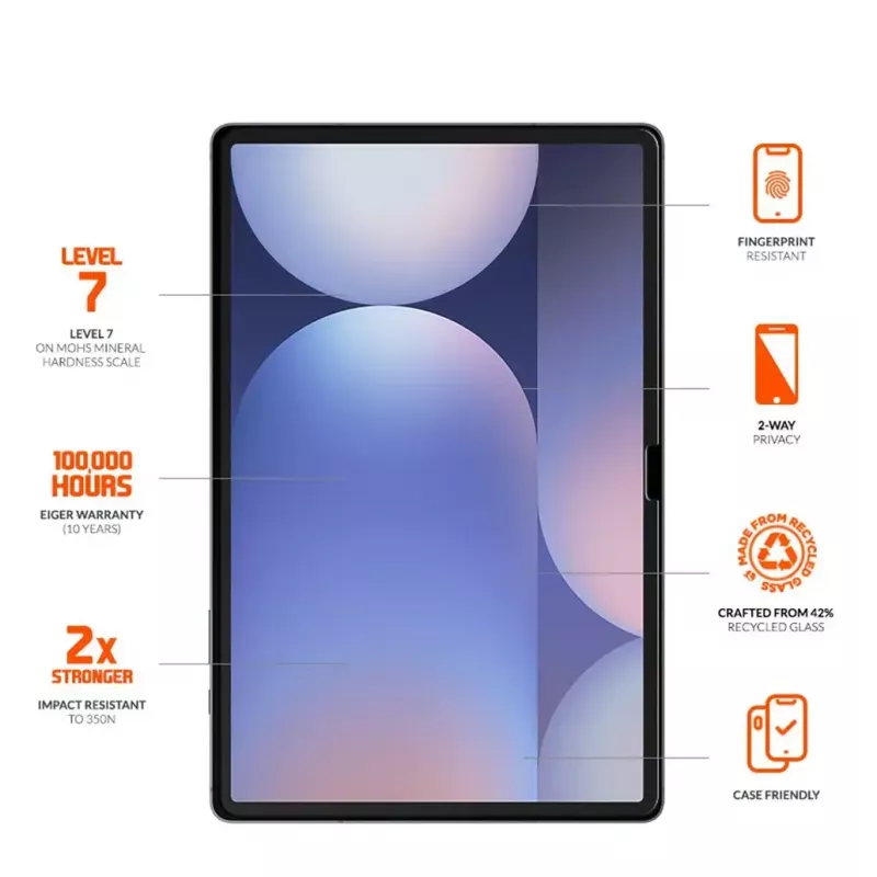 Eiger Mountain Black privatumo plėvelė Samsung Galaxy Tab S10 FE / S9 FE planšetiniams kompiuteriams