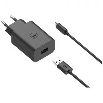 MOTOROLA SJMC332-C 33W sieninis įkroviklis su integruotu USB-A–USB-C laidu, juodas
